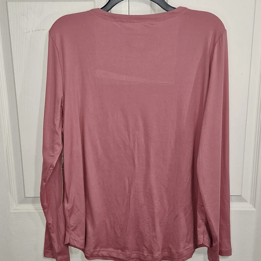 Rae Dunn long sleeve pajama lounge shirt t-shirt - L - dusty pink - Picture 4 of 6